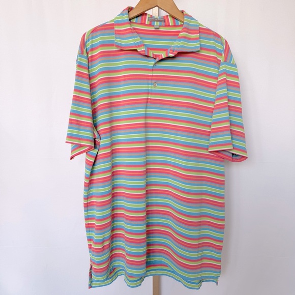 Peter Millar Men's Summer Comfort Polo Shirt L Multicolor Striped Short Sleeve - Picture 1 of 11